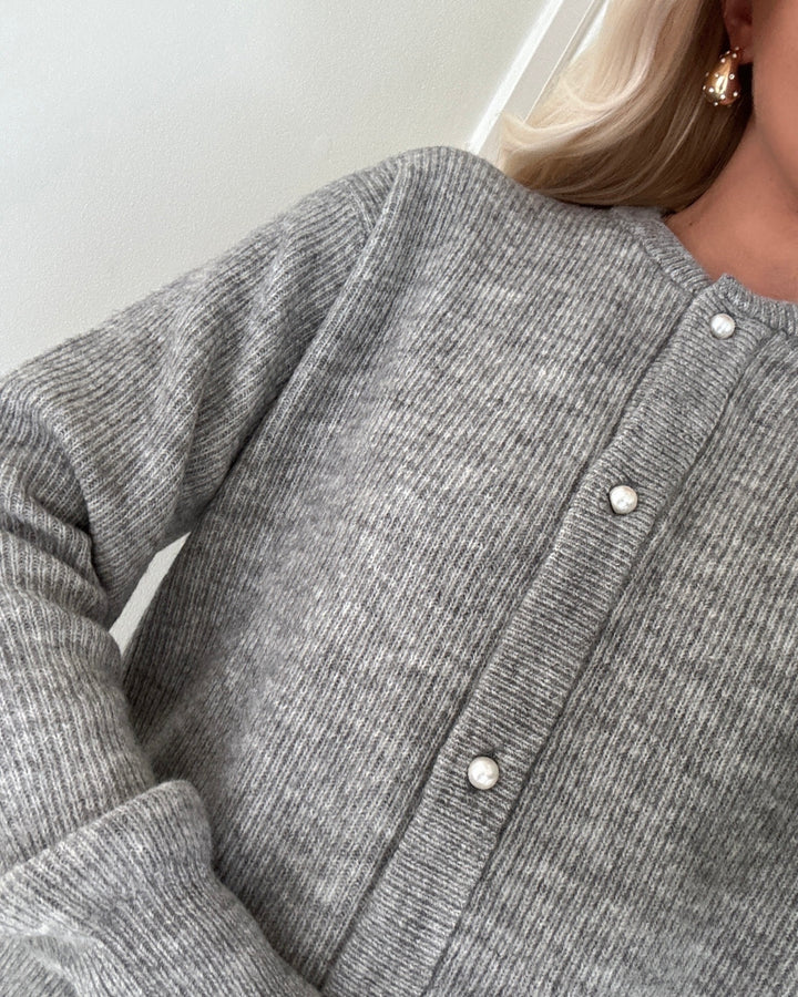 JDY cardigan lumi life ls button knit medium grey melange