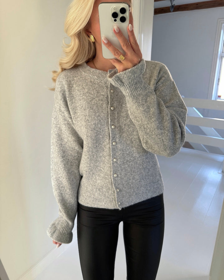 Only cardigan rima life ls light grey melange/pearl button