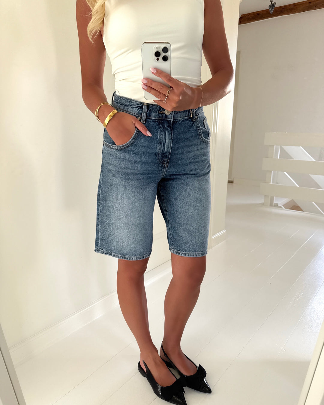 Only shorts mate reg baggy long medium blue denim