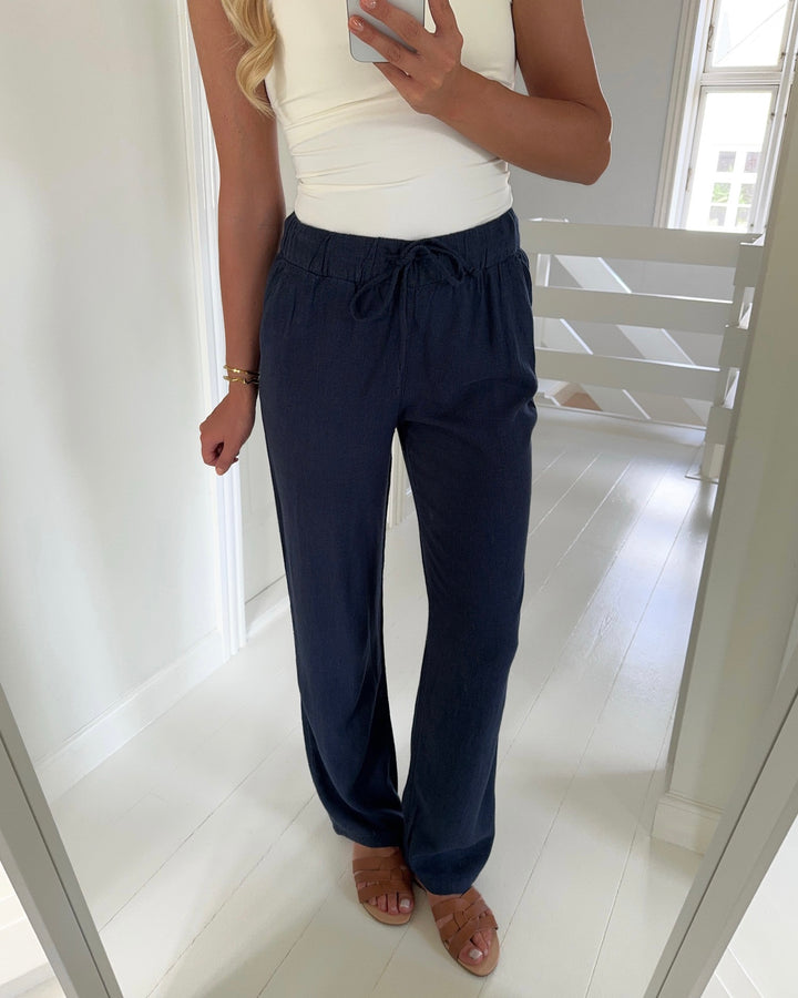 Vero Moda bukser line mr wide linen mix navy blazer