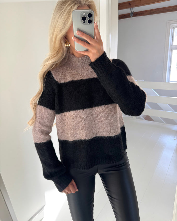 JDY striktrøje zoey life hn raglan chateau gray/black