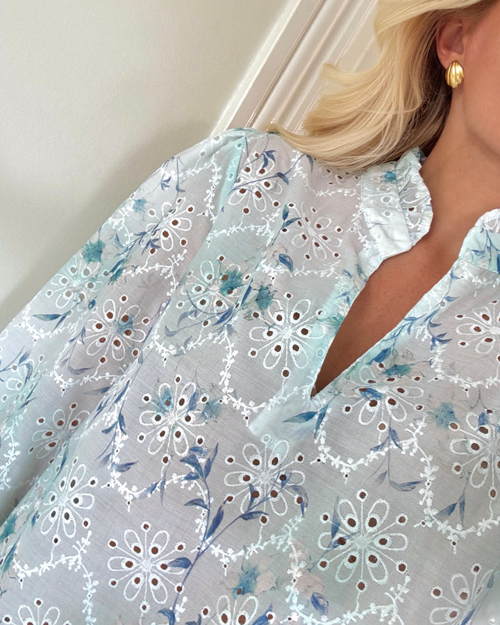 A-View kjole grete blue/white