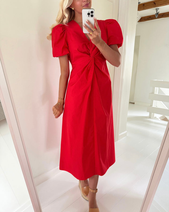 Y.A.S kjole stray ss midi tomato