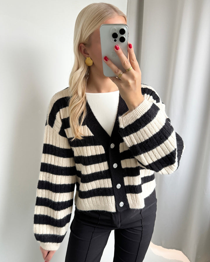 Vero Moda strik cardigan elya black/w. birch