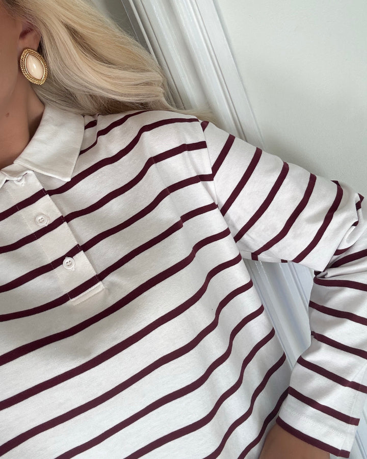 Only polo sira ls burgundy/cd stripes