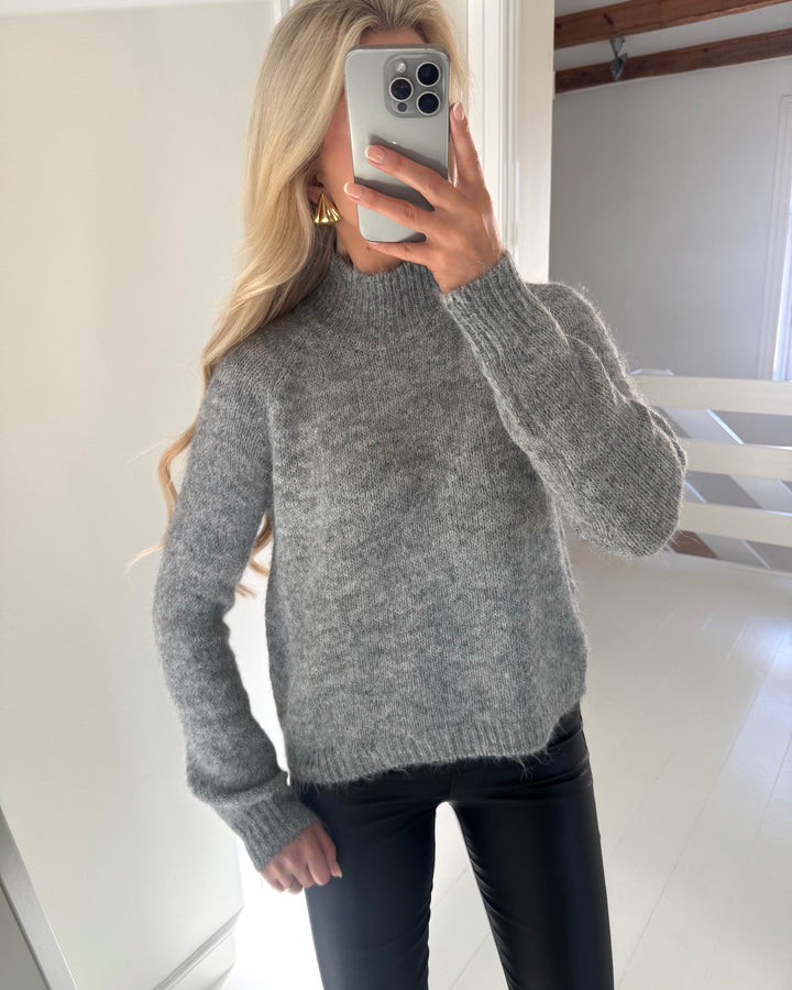 JDY striktrøje zoey life hn raglan light grey melange