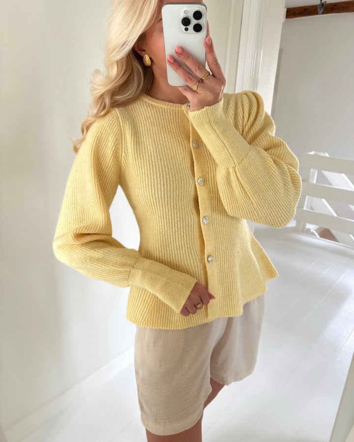 Pieces cardigan annie ls knit french vanilla silver button