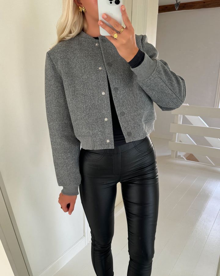 Vero Moda jakke chloe ls short bomber medium grey melange