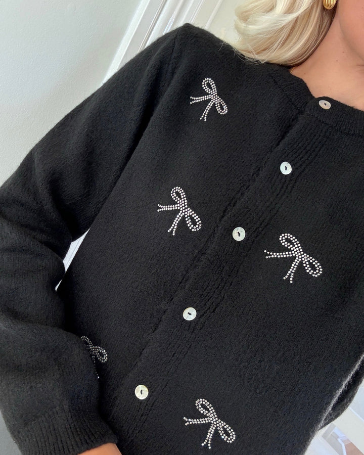 JDY cardigan faye ls o-neck black/w. silver