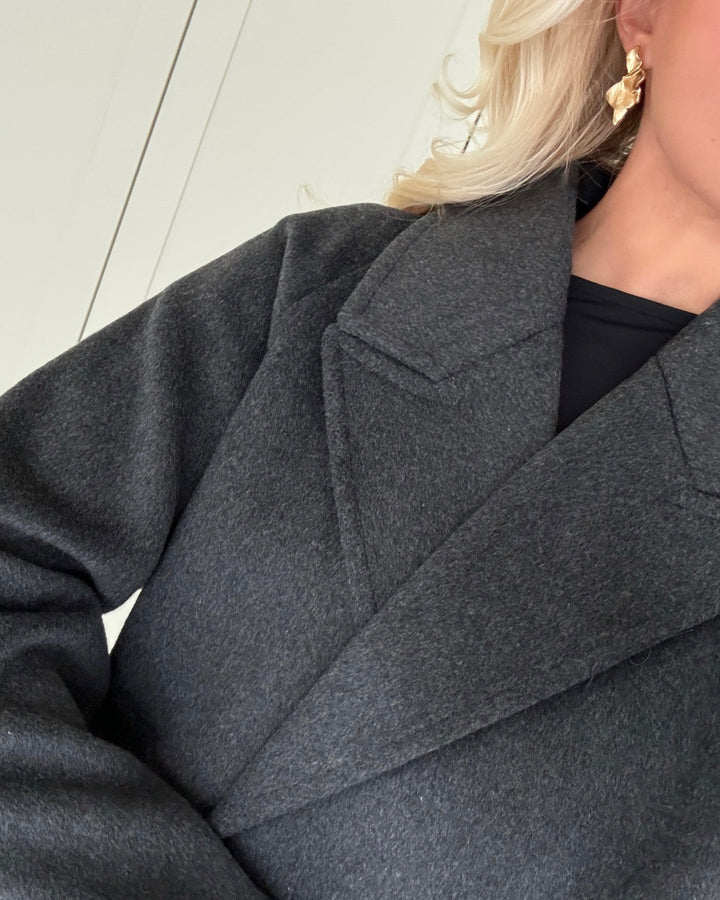 Vero Moda frakke harper long wool dark grey melange