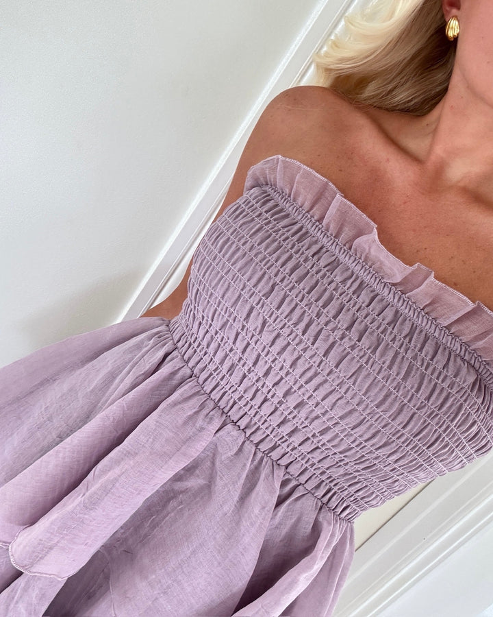 Vero Moda kjole delilah sl smock ruffle elderberry