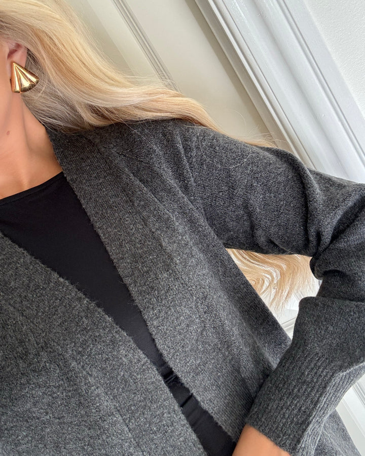 JDY cardigan rue life ls long dark grey melange