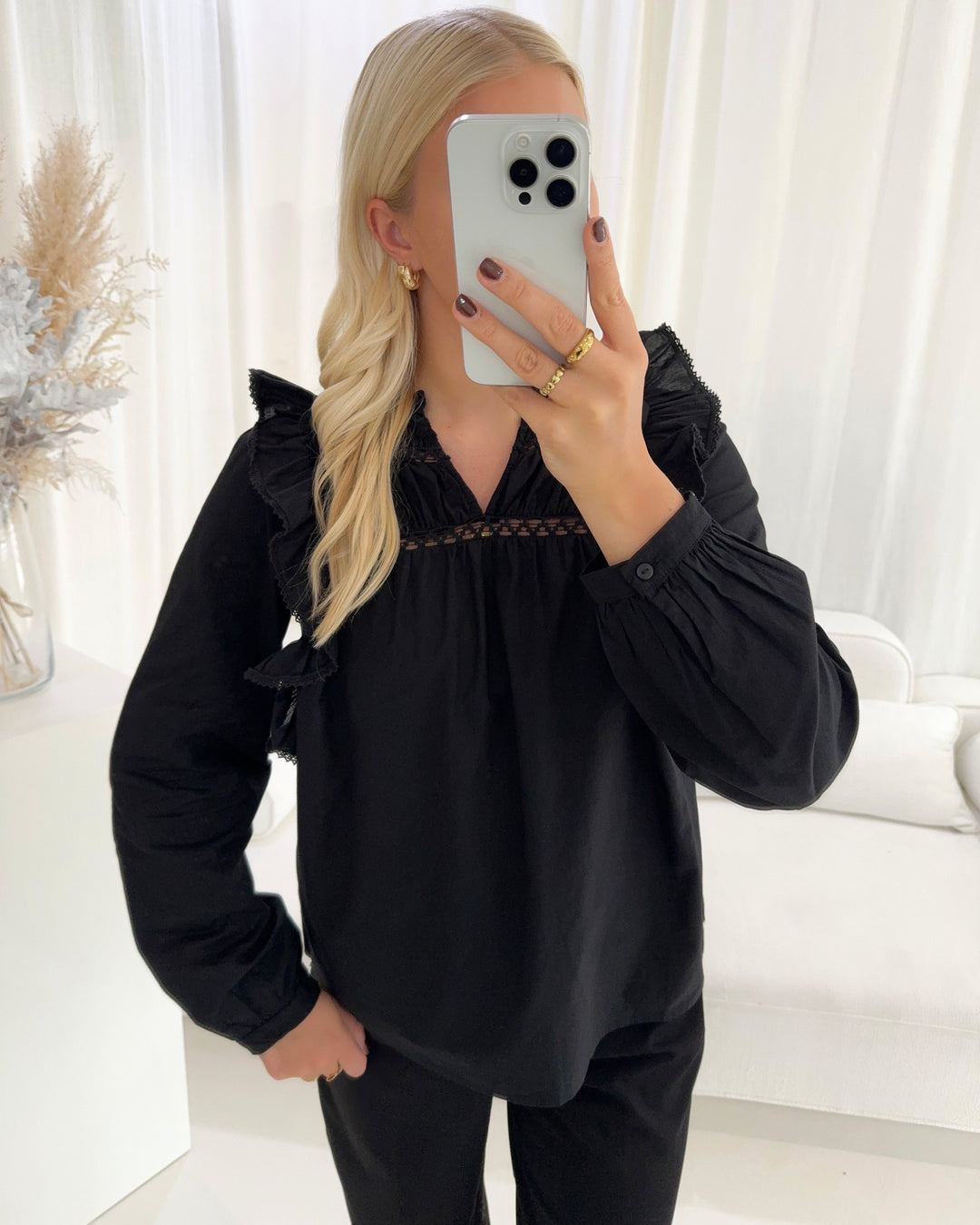 Pieces bluse makenna new black