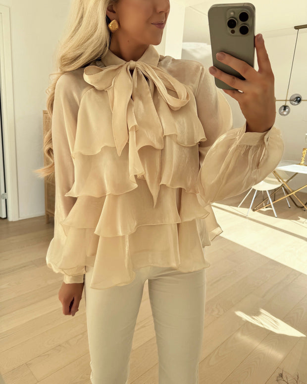 Y.A.S top eloise ls shiny pearled ivory