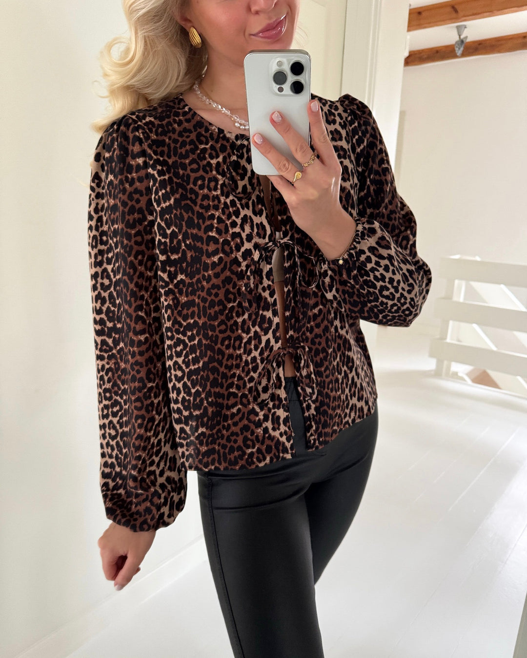 Pieces bluse tiffany ls tie black leo