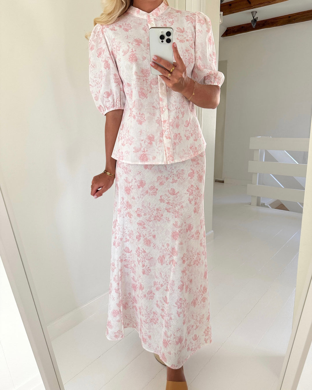 A-View nederdel lin sand/pale pink