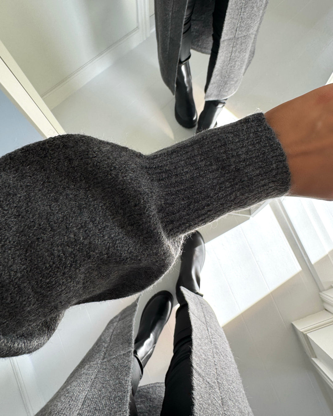JDY cardigan rue life ls long dark grey melange