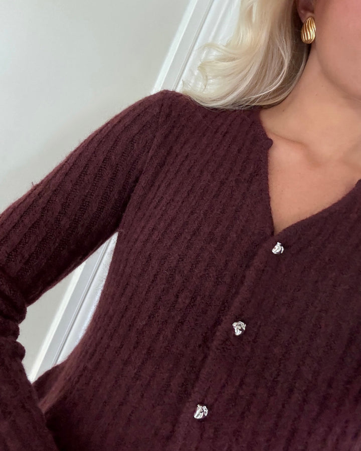 Y.A.S cardigan dolly ls knit port royale