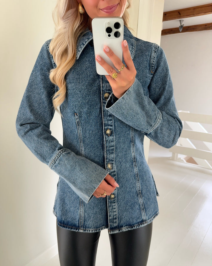 Only skjorte nara ls fitted medium blue denim