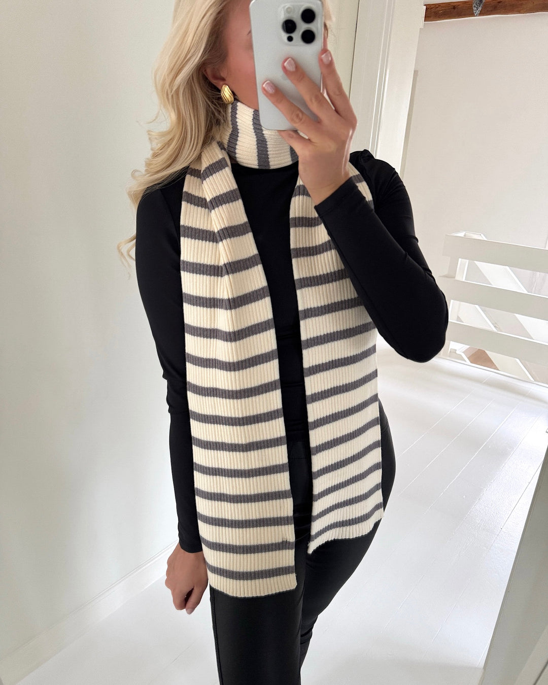 Sister's Point halstørklæde scarf-492 cream/grey mel