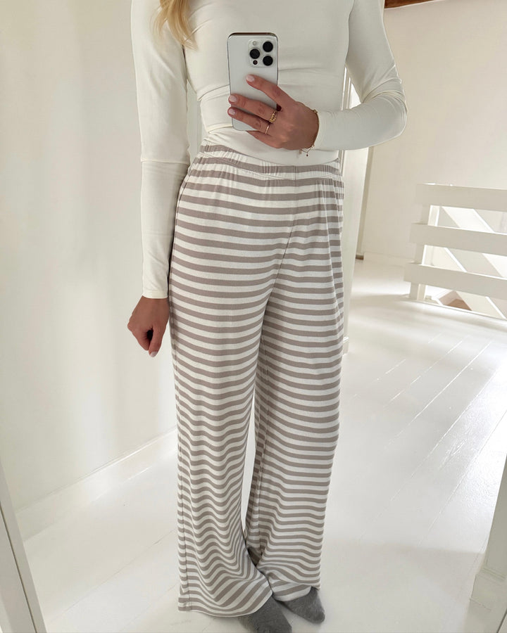 Vero Moda bukser lise hw wide silver lining stripes snow white