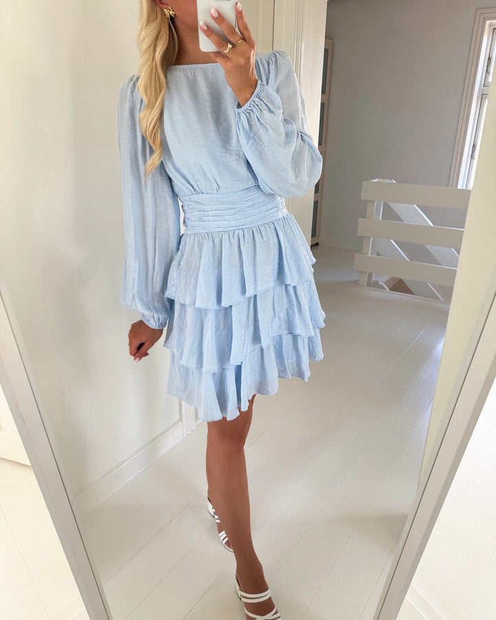 Vero Moda kjole lise boatneck short exp ga air cashmere blue