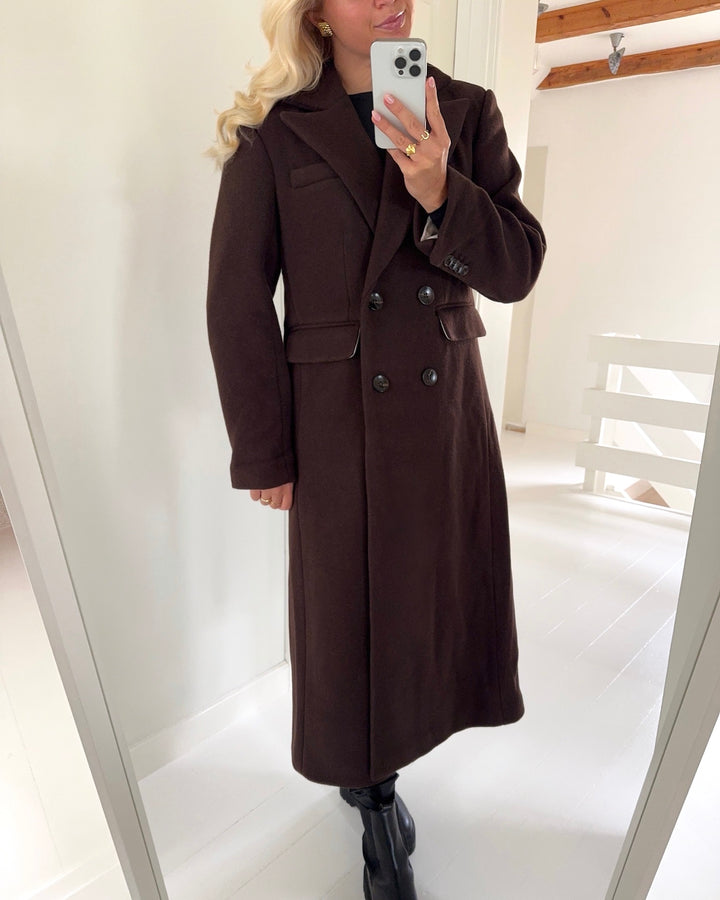 Y.A.S jakke royla ls wool blend long coffee bean
