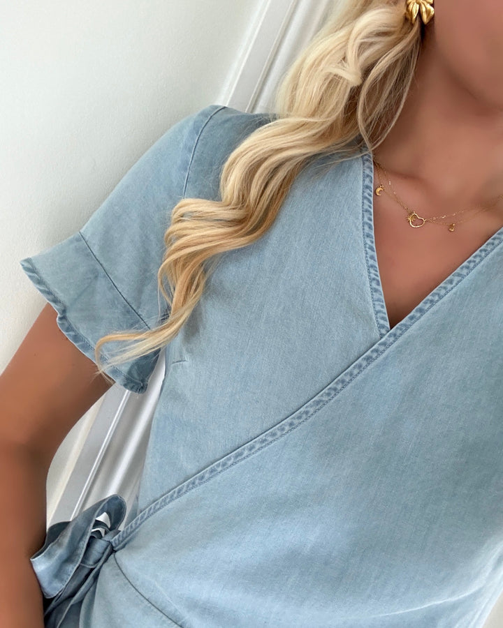 Only kjole pema olivia life ss dnm qyt light blue demim