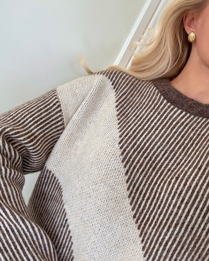 Pieces striktrøje linna o-neck loose knit morel birch