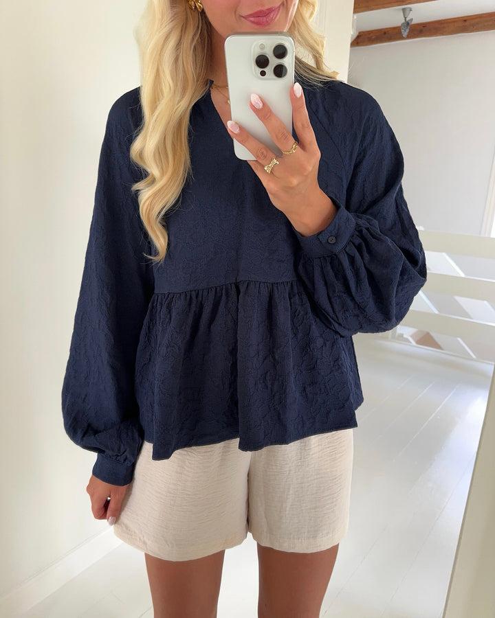 Pieces bluse nalani ls v-neck wvn d2d fsy martime blue