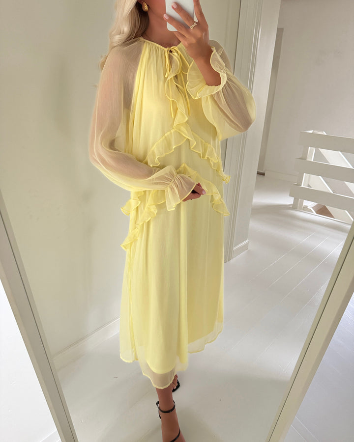 Pieces kjole clara ls long v-neck pale banana