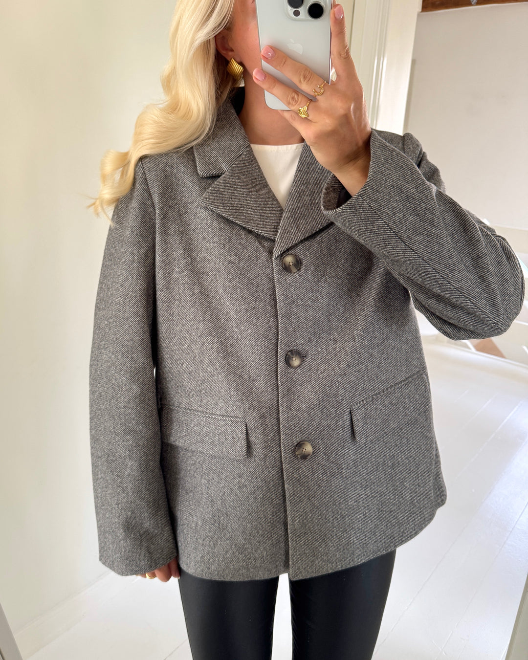 Pieces blazer bianca ls noos black melange