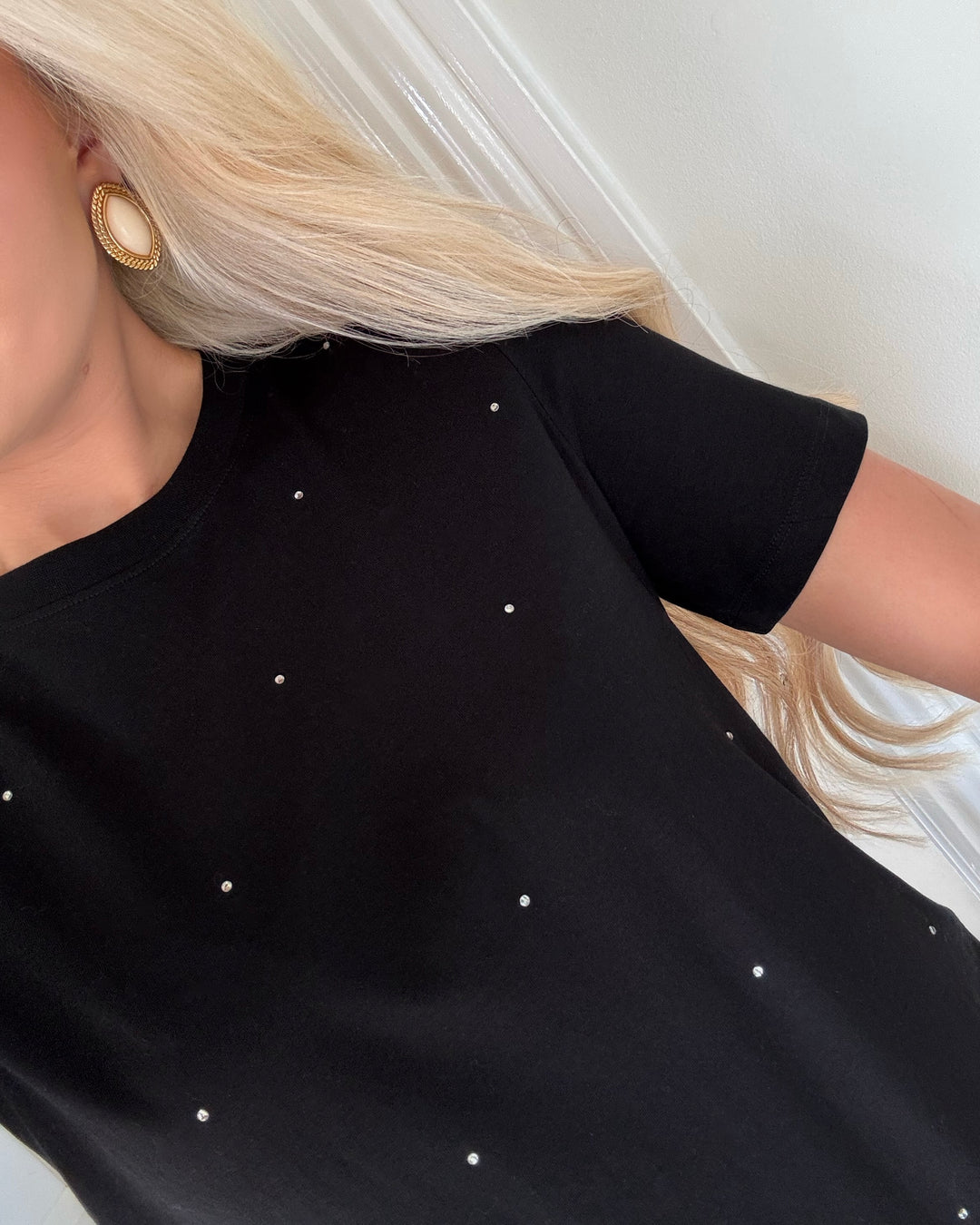 Vero Moda t-shirt paulina detail ss black/silver studs
