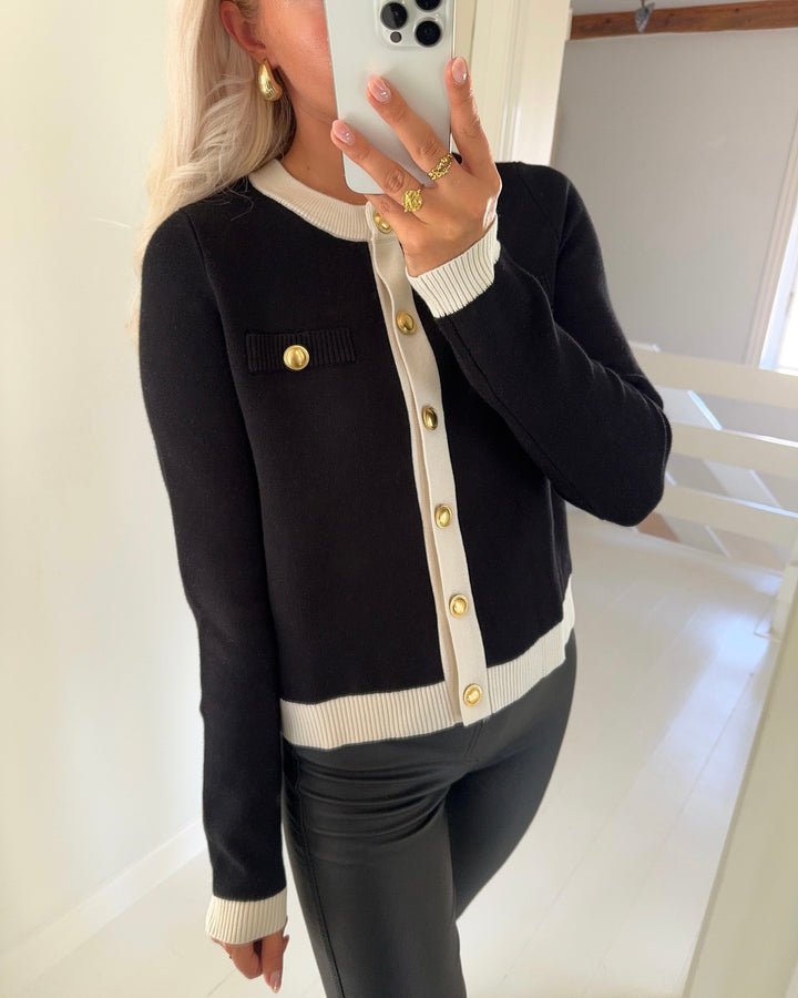 Vero Moda cardigan oli ls o-neck black/w. birch