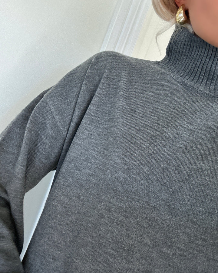 Only sweater coco life ls high neck cc knit medium grey/melange
