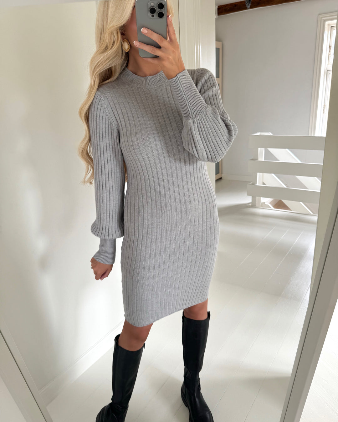 JDY kjole magda light grey melange