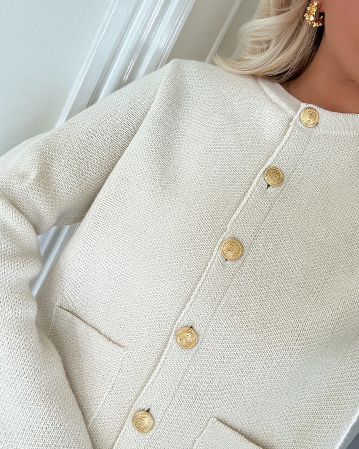 JDY cardigan kim l/s o-neck button knt egret