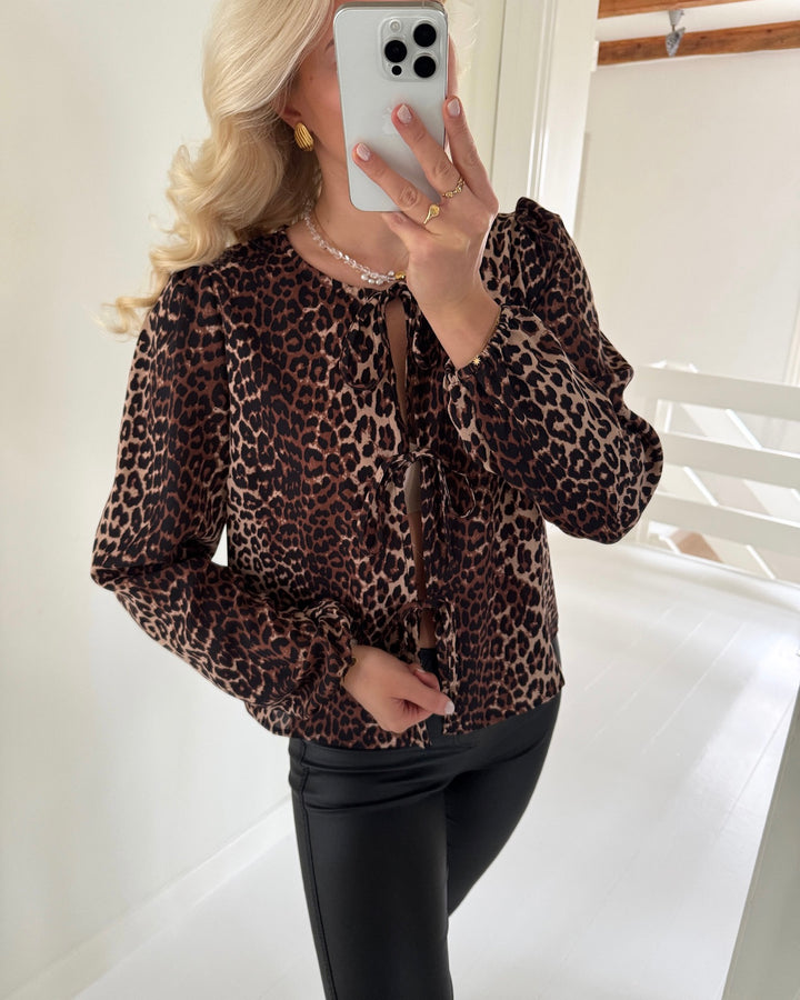 Pieces bluse tiffany ls tie black leo