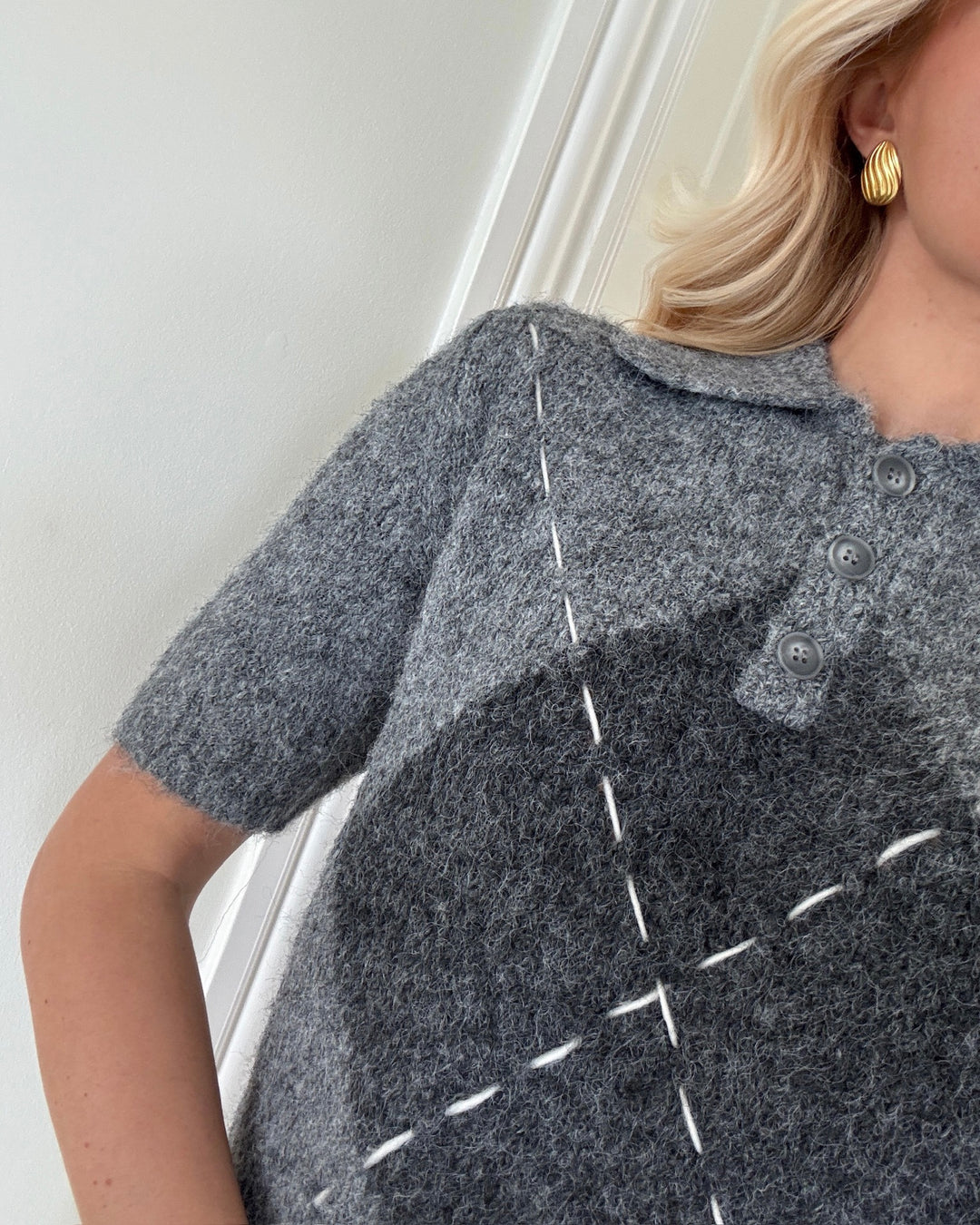 Vero Moda polo bliss 2/4 poloneck medium grey melange w. dgm + birch