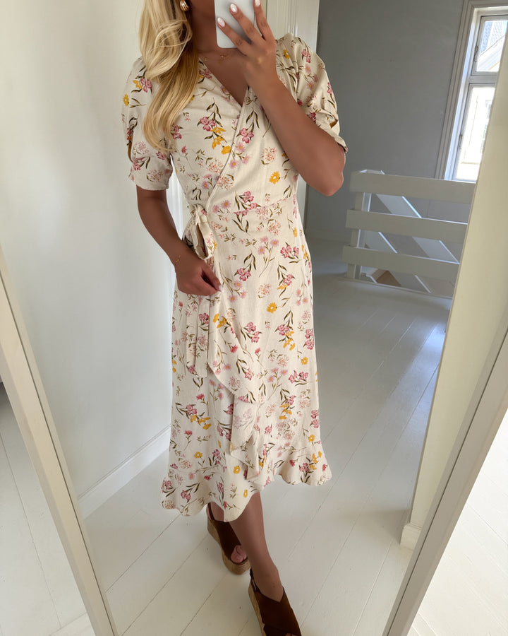 Aware by Vero Moda kjole kenzie 2/4 calf wrap oatmeal/powder pink