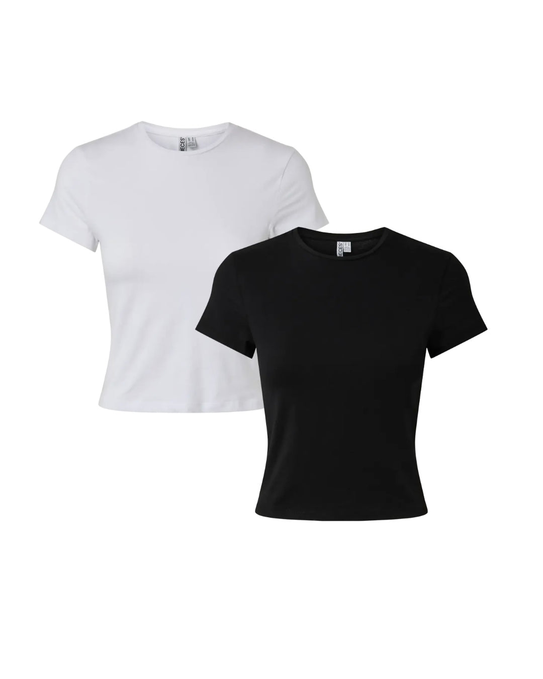 Pieces t-shirt amelia baby tee 2-pack black/bright white