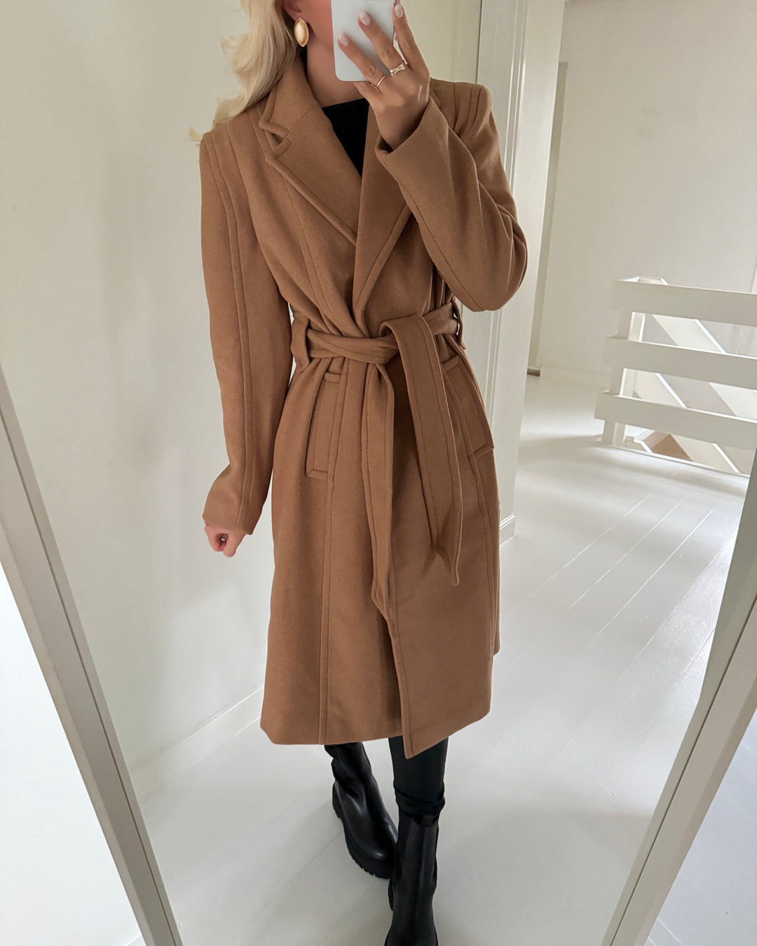 Y.A.S frakke kali wool blend tobacco brown