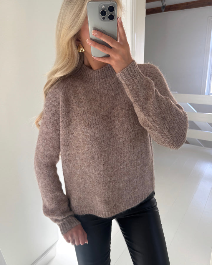 JDY striktrøje zoey life ls hn raglan chateau gray/melange