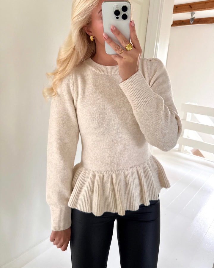 Vero Moda striktrøje modena ls highneck birch melange