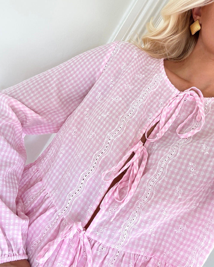 Pieces bluse marie ls o-neck roseate spoonbill/coconut milk