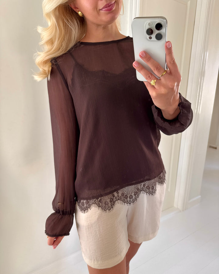 Vero Moda top lalie ls lace chocolate torte
