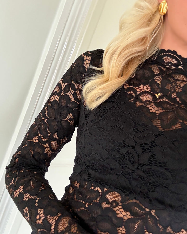 Y.A.S bluse lacey ls lace black