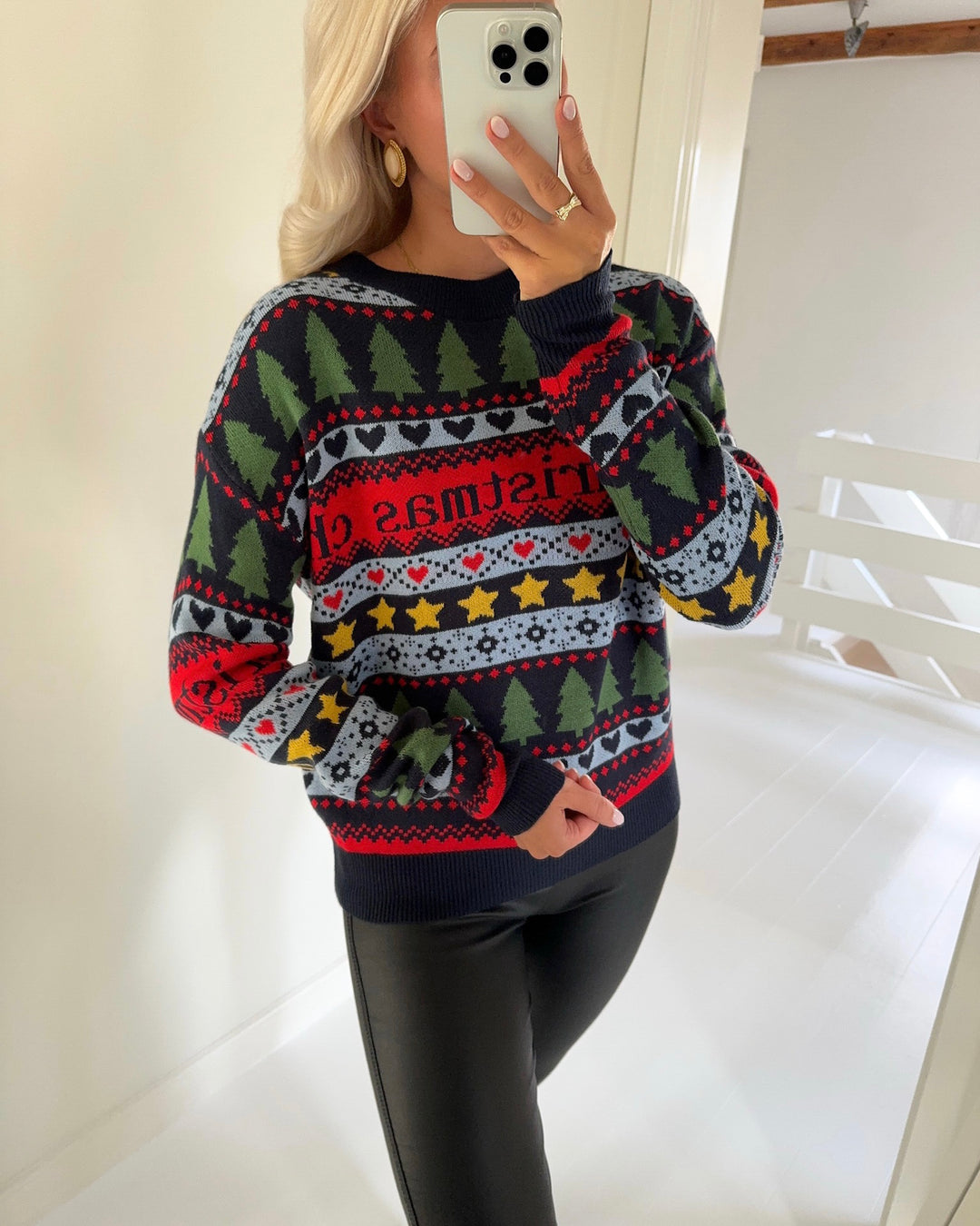 Vero Moda striktrøje happy frostlight xmas navy blazer/w. artwork