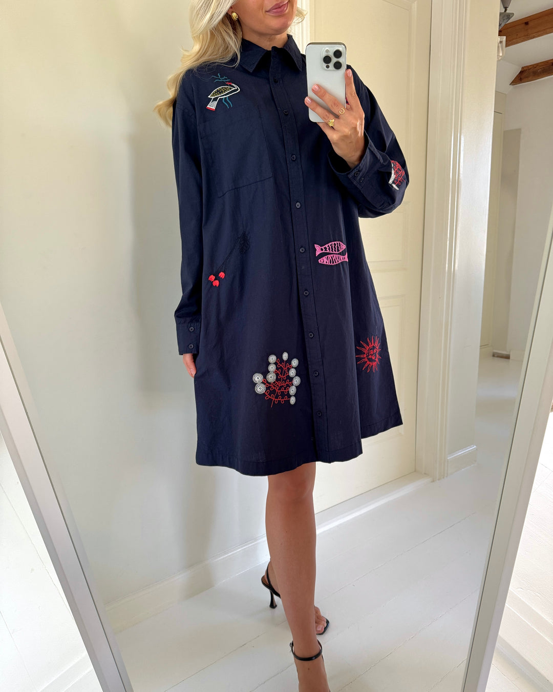 Love&Divine skjortekjole love1589 navy emb