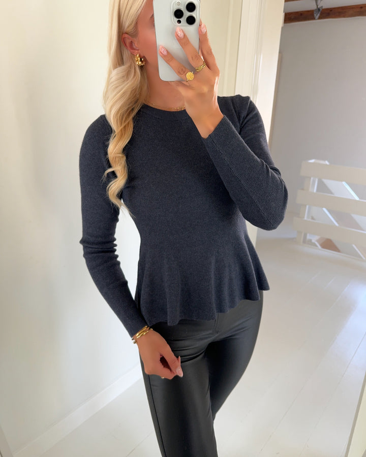 Only trøje coco life ls rib oneck peplum cc knt ombre blue/melange